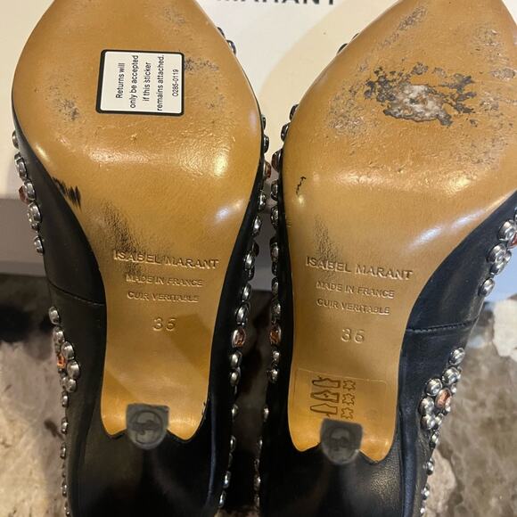 Isabel Marant Gemstone Studded Clemence Calf Leather Pump Size 6 Ladylike Glam - Picture 10 of 11